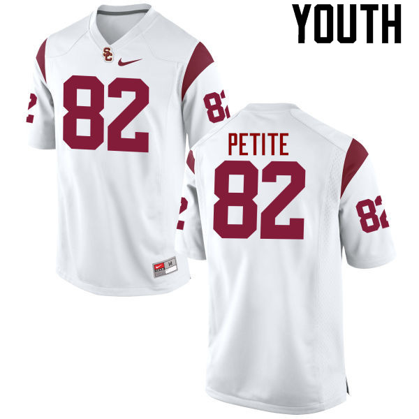 Youth #82 Tyler Petite USC Trojans College Football Jerseys-White